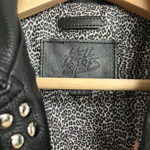 HellBabes Limited-Edition Studded Leather Motorcycle Jacket - Picture 5 of 12